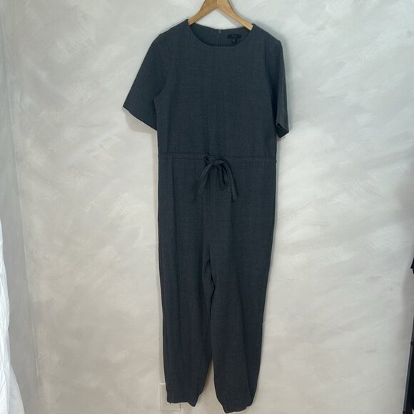 COS Wool Jumpsuit boilersuit dark grey short sleeve jogger size 4 or small - Picture 5 of 12
